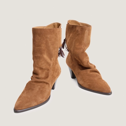 Back-lace ankle boots in cognac split leather | pio
