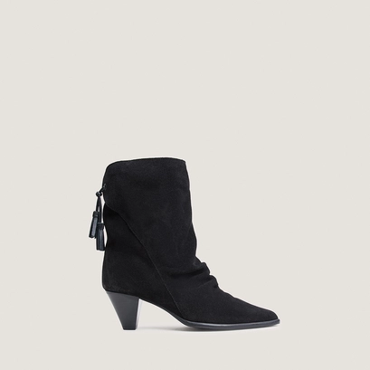 Back-lace ankle boots in black split leather | pio