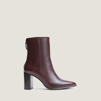Back-zip ankle boots in brown leather | pixi