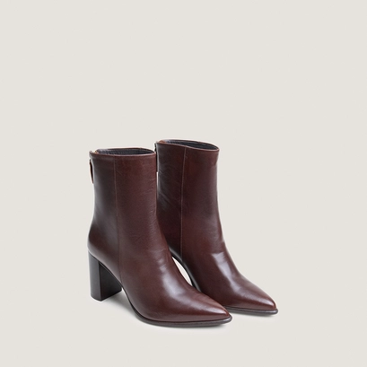 Back-zip ankle boots in brown leather | pixi