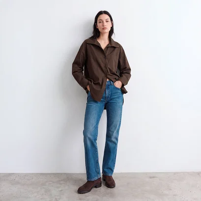 Ankle boots with elastic and lug soles in brown split leather | line