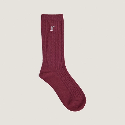 Monogram knee-high socks in burgundy cotton | faustine