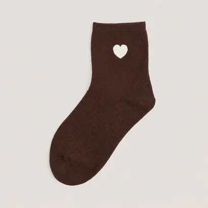 Monogram heart ankle socks in brown cotton | flore