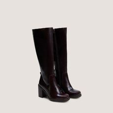 Boots with overflowing heels dark brown