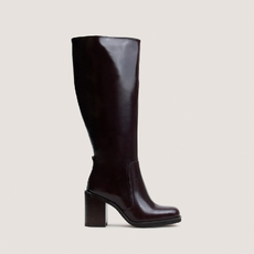 Boots with overflowing heels dark brown