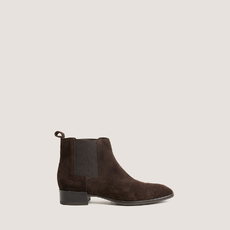 Low boots with elastic and flat heels dark brown