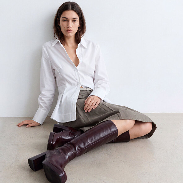 Platform boots in chocolate aged leather calf size M | BAM