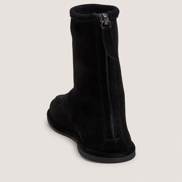 Flat low boots in black split leather | JOYCE