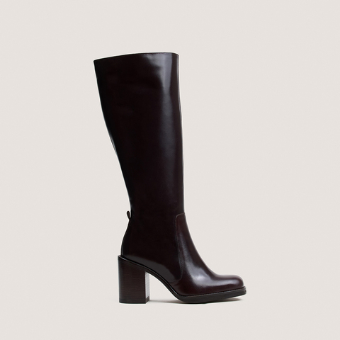 Boots with overflowing heels dark brown