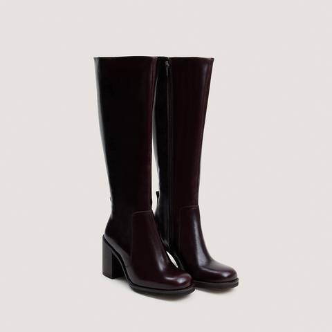 Boots with overflowing heels dark brown