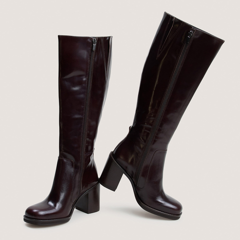 Boots with overflowing heels dark brown