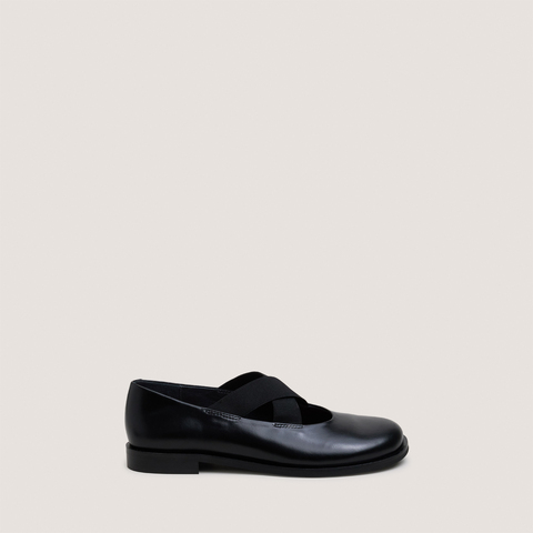 Ballet flats with elastic-strap black