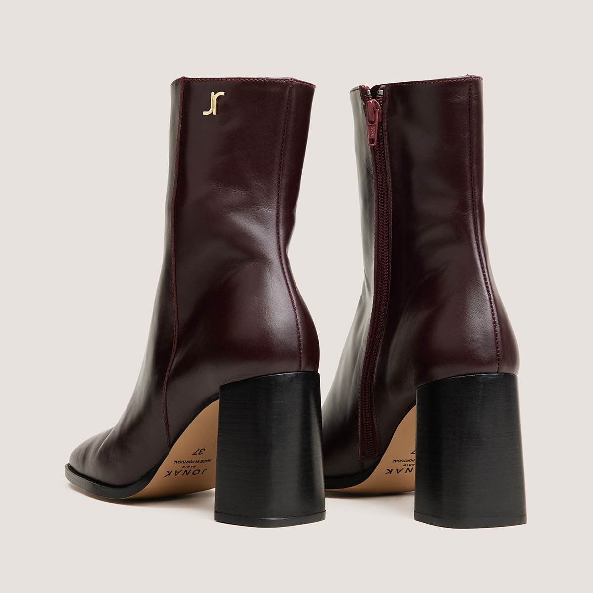 Heeled monogram ankle boots burgundy