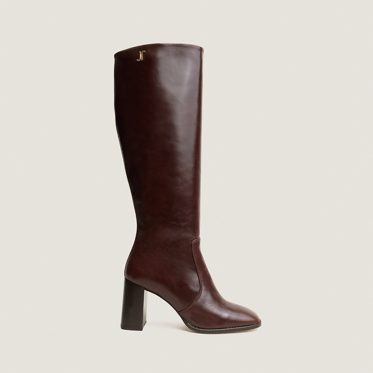 Heeled monogram boots in brown leather | VAUBO