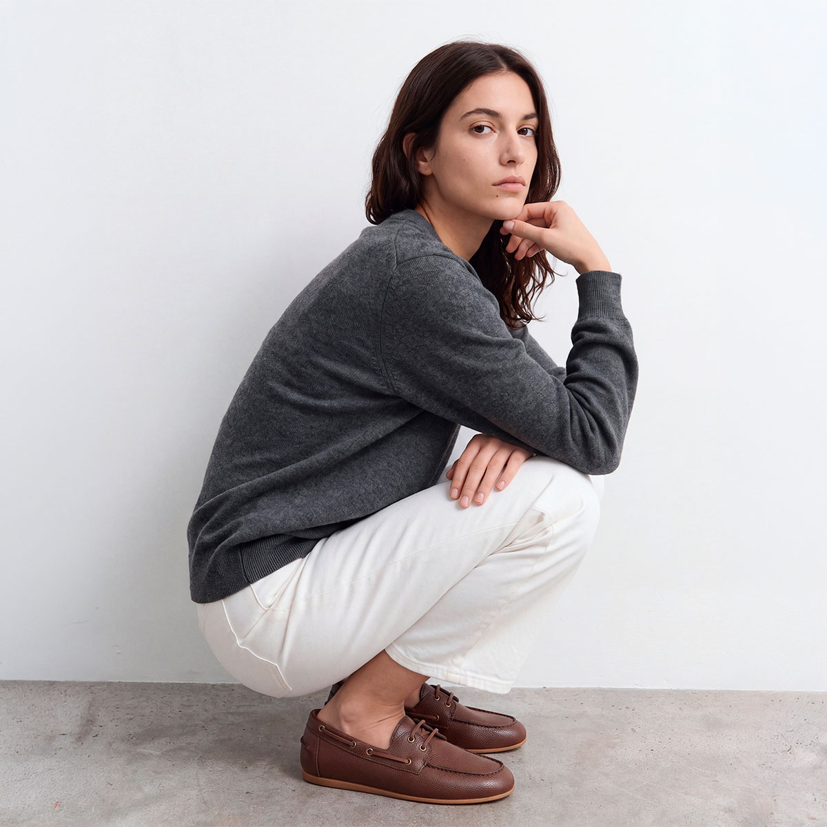 Soft loafers in cognac grained leather | LALIE