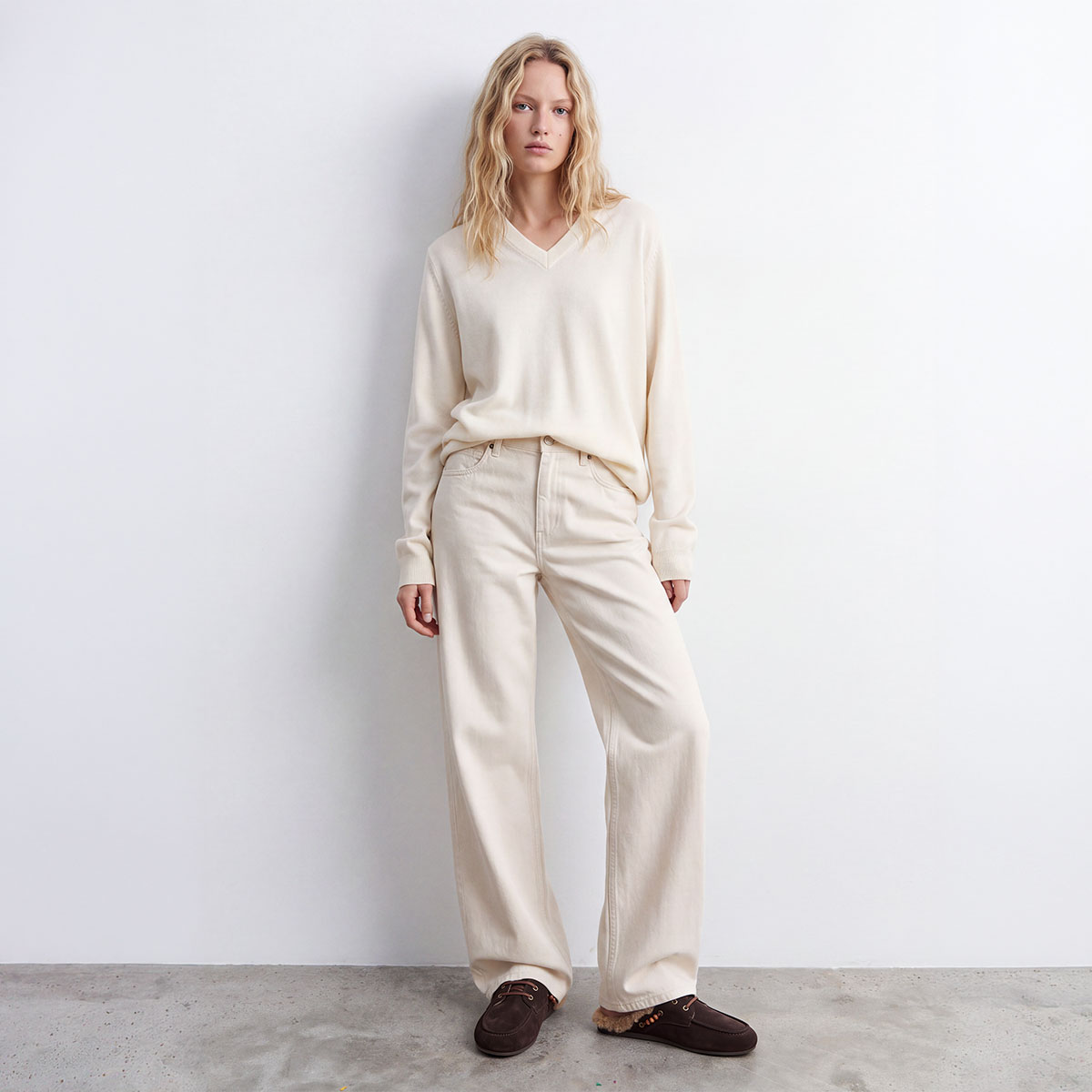 Soft backless loafers in brown split leather | LILOU