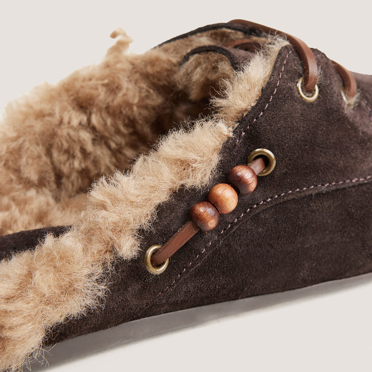 Soft backless loafers in brown split leather | LILOU
