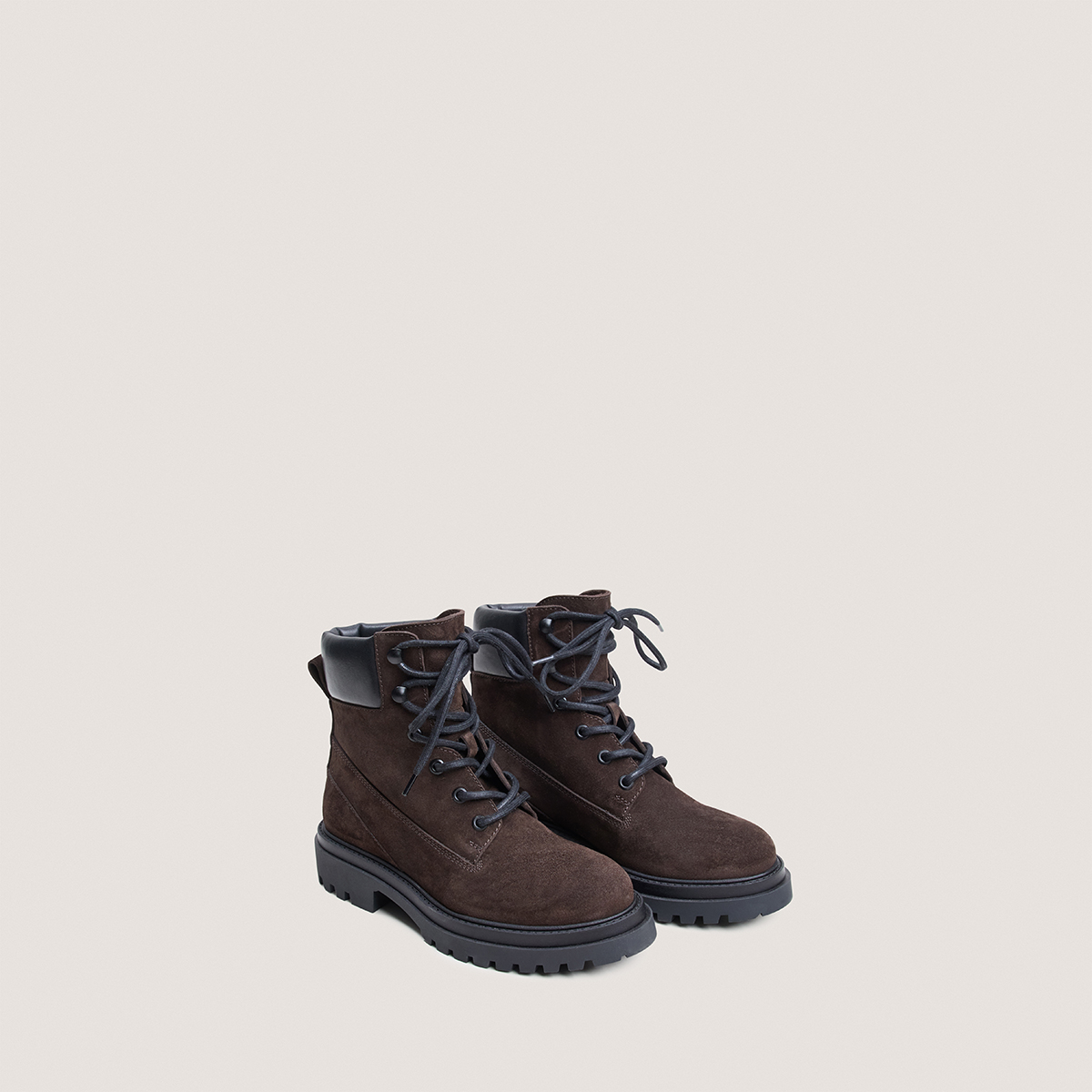 Lace-Up Boots with Lug Soles brown / black