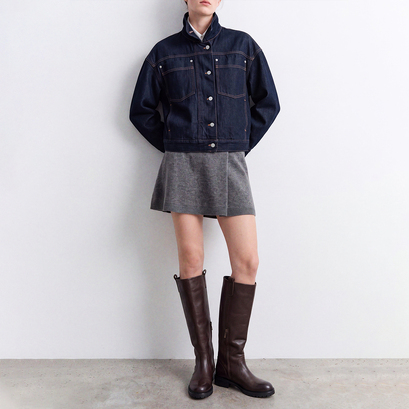 High boots with lug soles in brown grained leather | ROXY