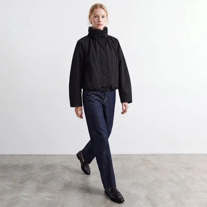 Round-toe loafers in black leather | thelma