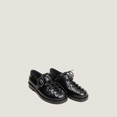 Lace-up derbies in black leather | dalix