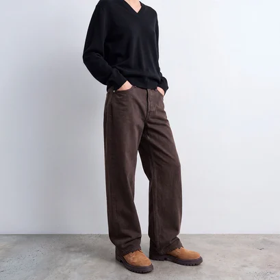 Lace-up boots with lug soles in taupe split leather and brown leather | louane