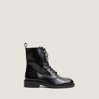 Lace-up boots in black leather | deston