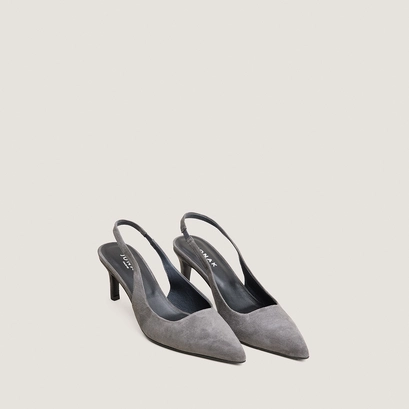 Heeled slingbacks in grey suede | diamantelle