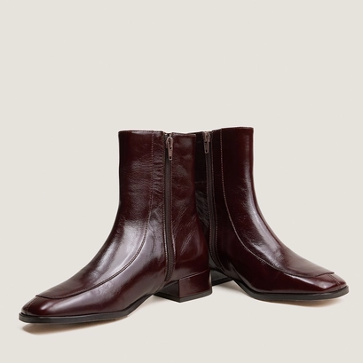 Square-toe ankle boots with monogram dark brown