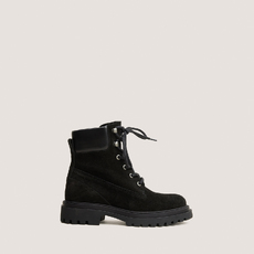 Lace-up lug-sole low boots black