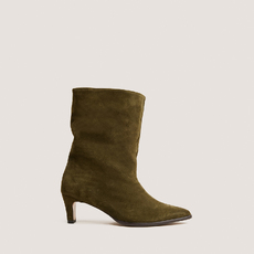 Heeled ankle boots with pointed toes khaki