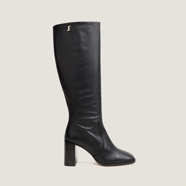 Heeled monogram boots in black leather | VAUBO