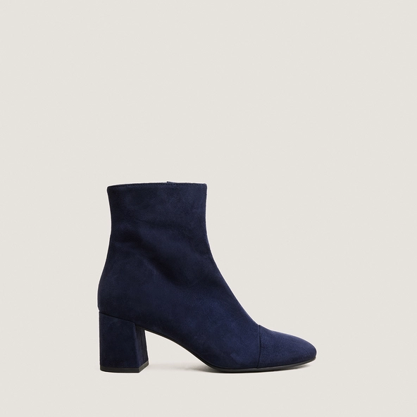 Heeled ankle boots in navy blue suede | DONIAMA