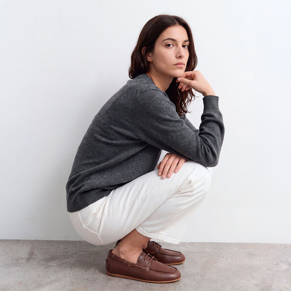 Soft loafers in cognac grained leather | LALIE