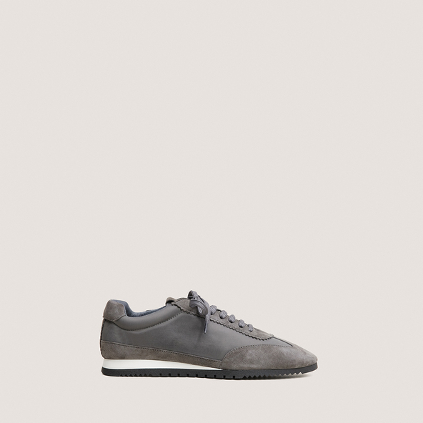 Lace-up sneakers in grey suede and grey nylon | DUTA