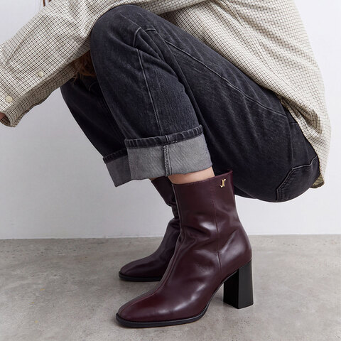 Heeled monogram ankle boots burgundy