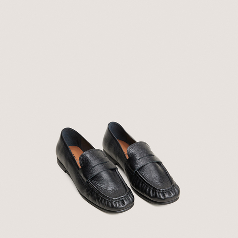 Flat ruched loafers black