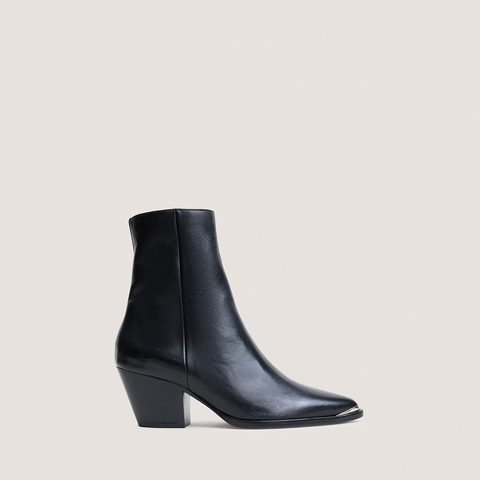 Heeled ankle boots with silver toe caps black