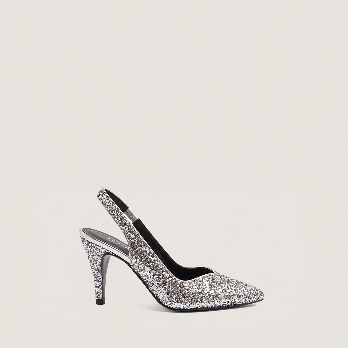 Pointed-toe slingback pumps in silver glitter | DILETTO