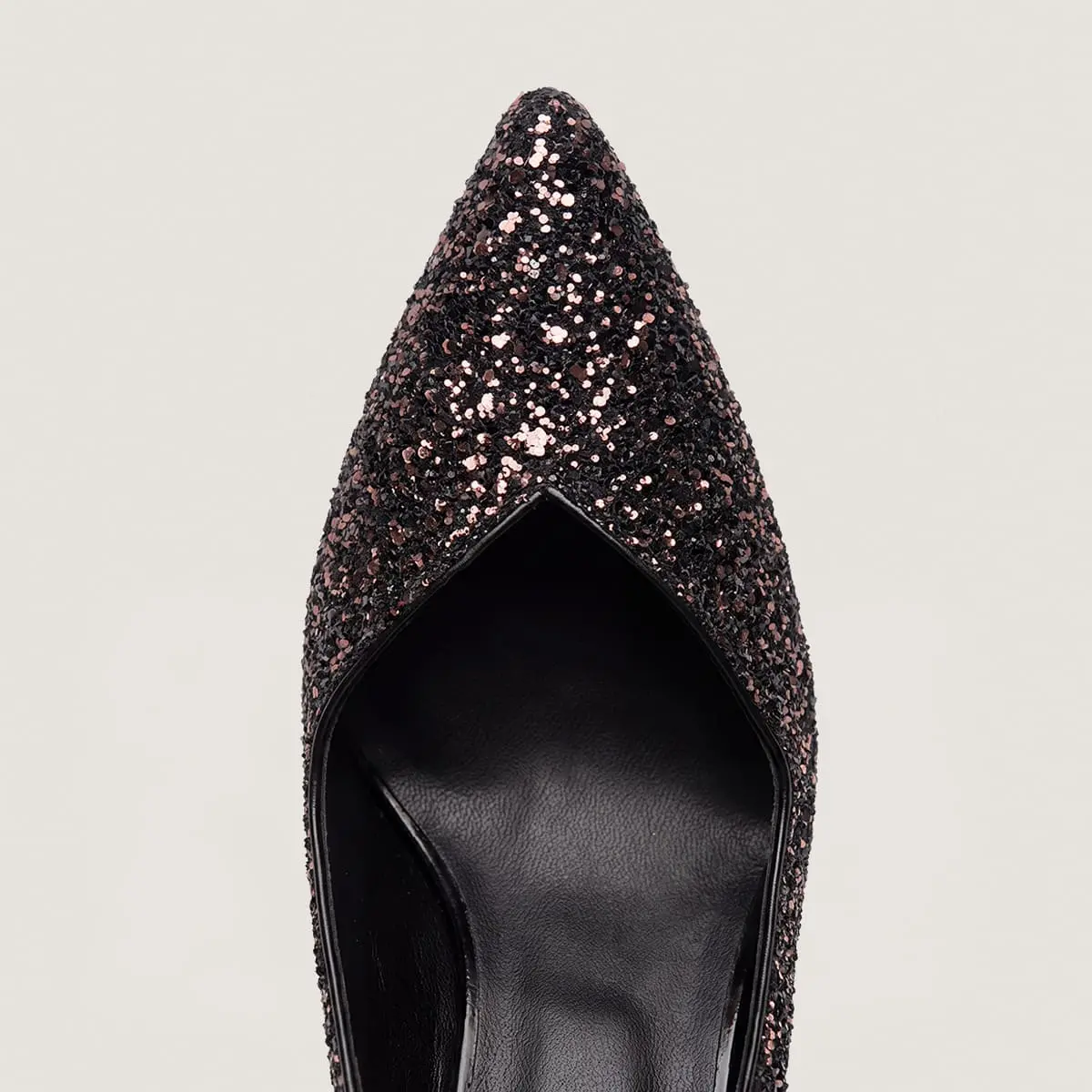 Pointed-toe slingback pumps in brown glitter | DILETTO