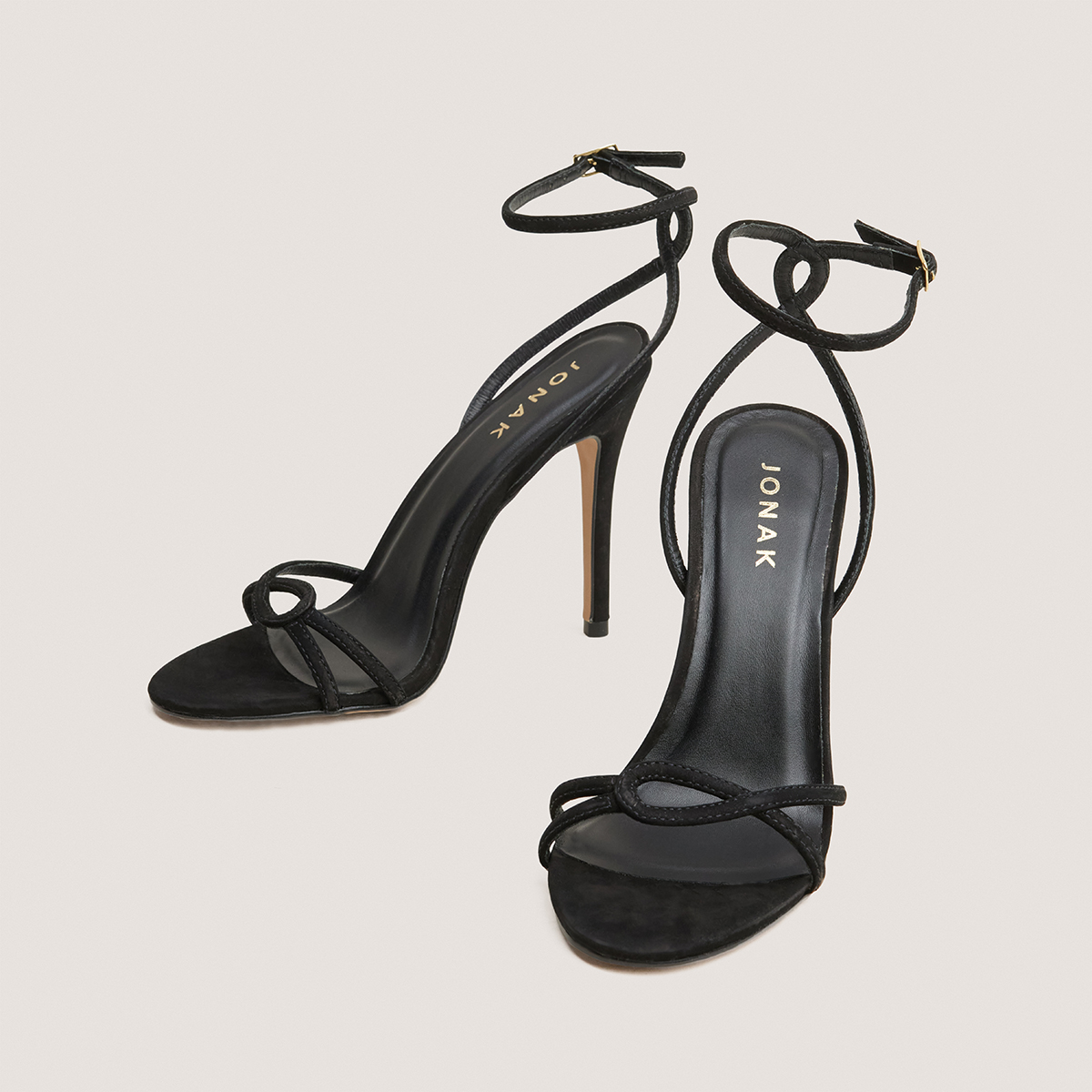 Heeled sandals in black suede | FABULEUSE