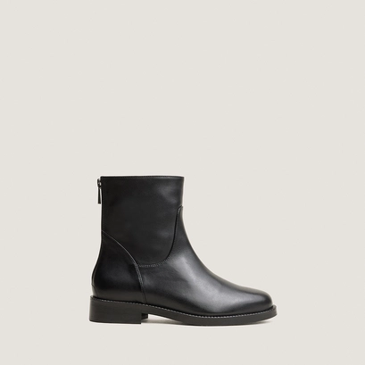 Zip heeled ankle boots in black leather | velda