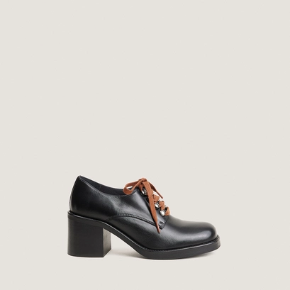 Heeled derbies in black leather | divalus