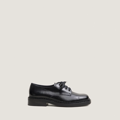 Lace-up derbies in black leather | divone
