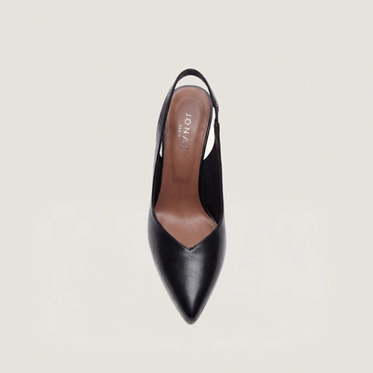 Pointed-toe slingback pumps black