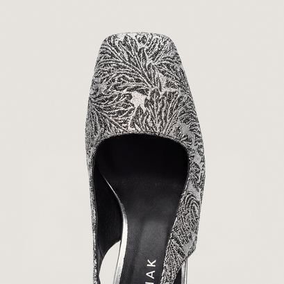 Square-Toe Heeled Pumps silver