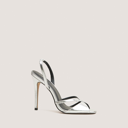 Heeled sandals with round toes silver