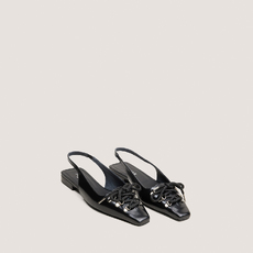 Lace-Up Slingback Ballet Flats black