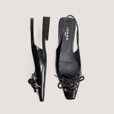 Lace-Up Slingback Ballet Flats black