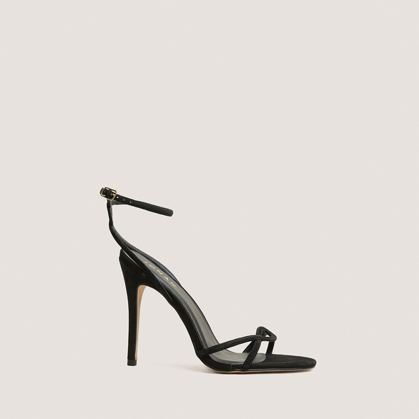 Heeled sandals in black suede | FABULEUSE